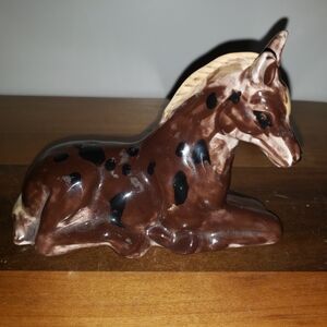 Brown and Black Ceramic Giraffe Figurine